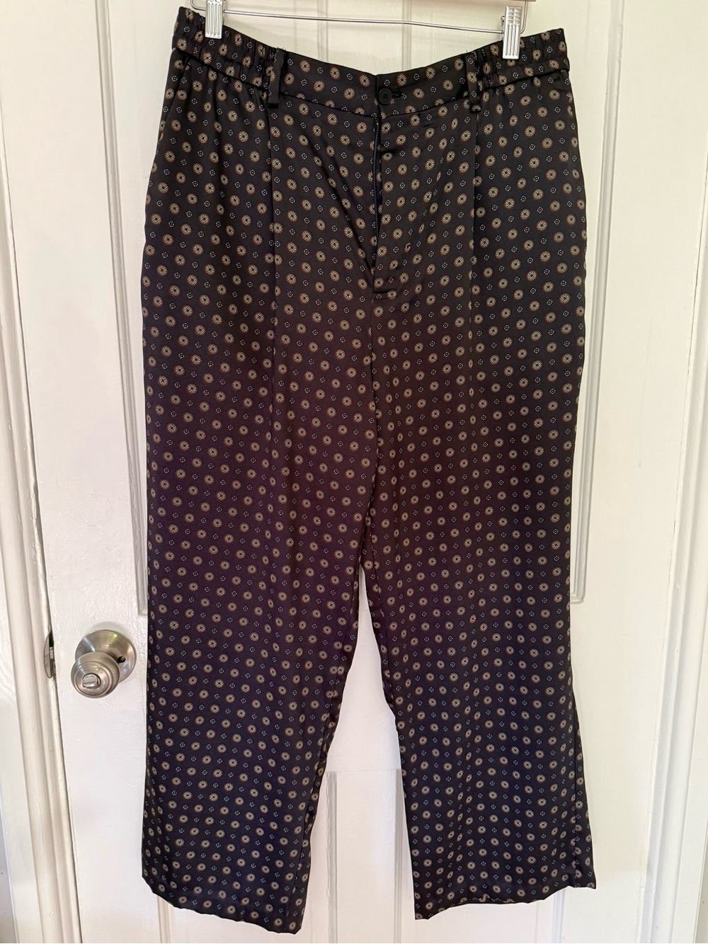 Zara Black Printed Wide-Leg Pants